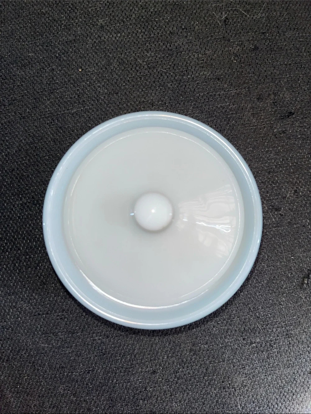 Vintage Pyrex White Milk Glass Sugar Bowl with Turquoise Rims